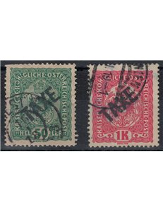 TRENTINO (BZ3) 1918-19 Stamps of Austria (TAXE oblique) 2v us ©