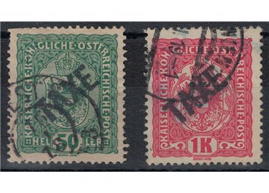 TRENTINO (BZ3) 1918-19 Francobolli di Austria (TAXE obliqua) 2v us ©