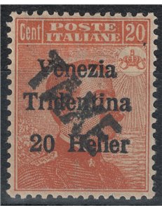 TRENTINO (BZ3) 1918-19 Varietà Venezia Tridentina (TAXE obliqua dall'alto in basso) MH* ©