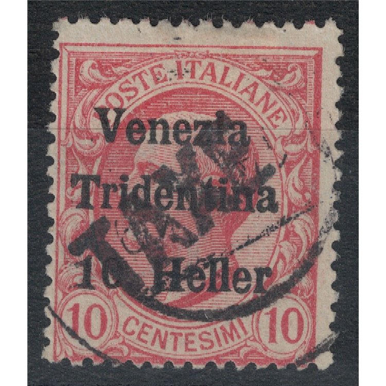 TRENTINO (BZ3) 1918-19 Venezia Tridentina 10h rosa (TAXE obliqua) us ©