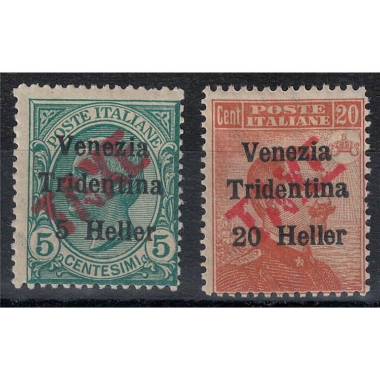 TRENTINO (BZ3) 1918-19 Venezia Tridentina (TAXE obliqua in rosso) 2v MNH** ©