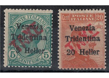 TRENTINO (BZ3) 1918-19 Venezia Tridentina (TAXE oblique in red) 2v MNH** ©