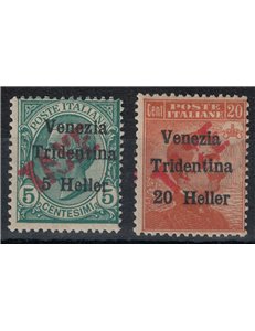 TRENTINO (BZ3) 1918-19 Venezia Tridentina (oblique TAXE in red) 2v MH* ©
