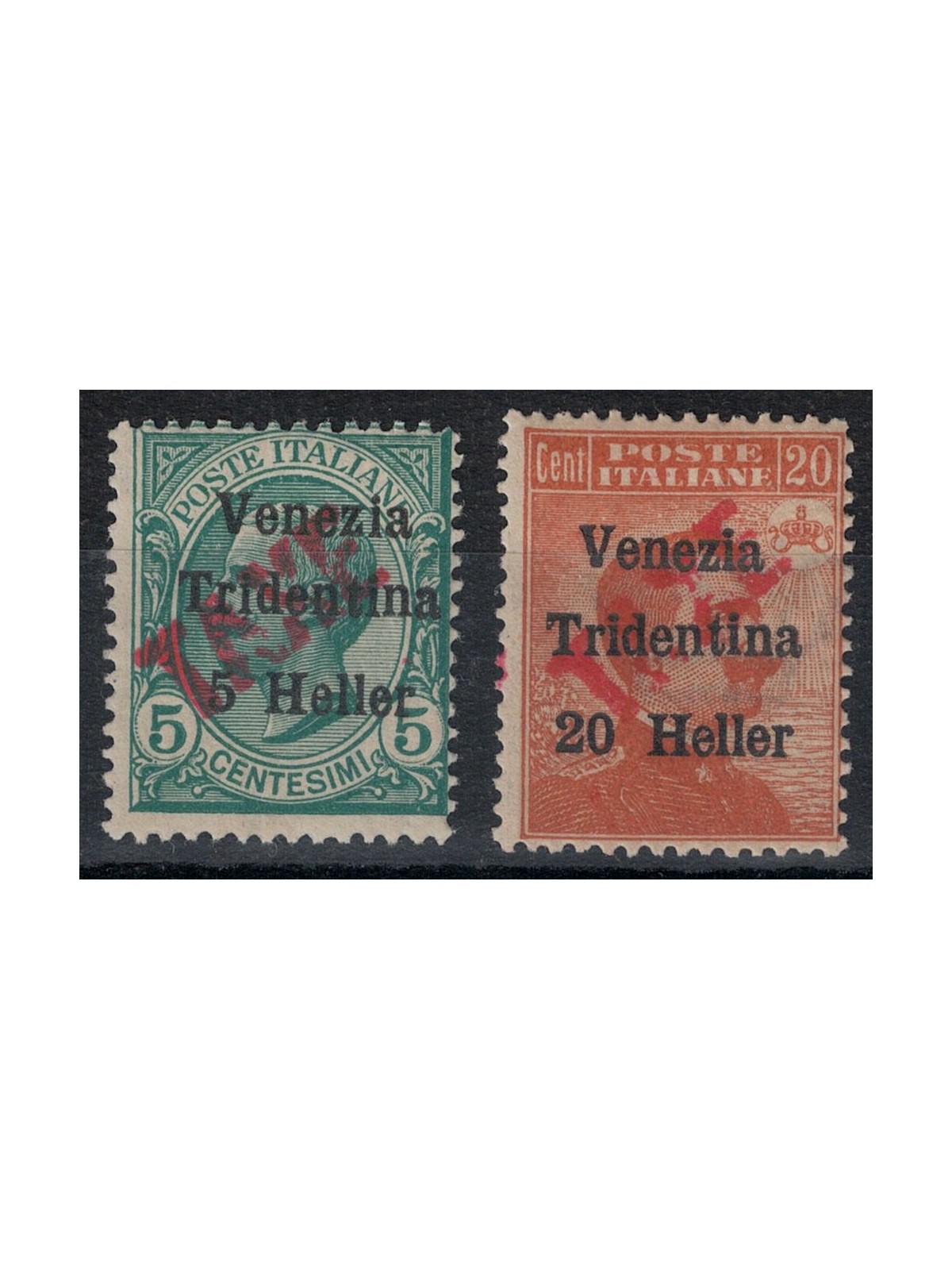TRENTINO (BZ3) 1918-19 Venezia Tridentina (oblique TAXE in red) 2v MH* ©