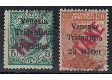 TRENTINO (BZ3) 1918-19 Venezia Tridentina (TAXE obliqua in rosso) 2v us ©