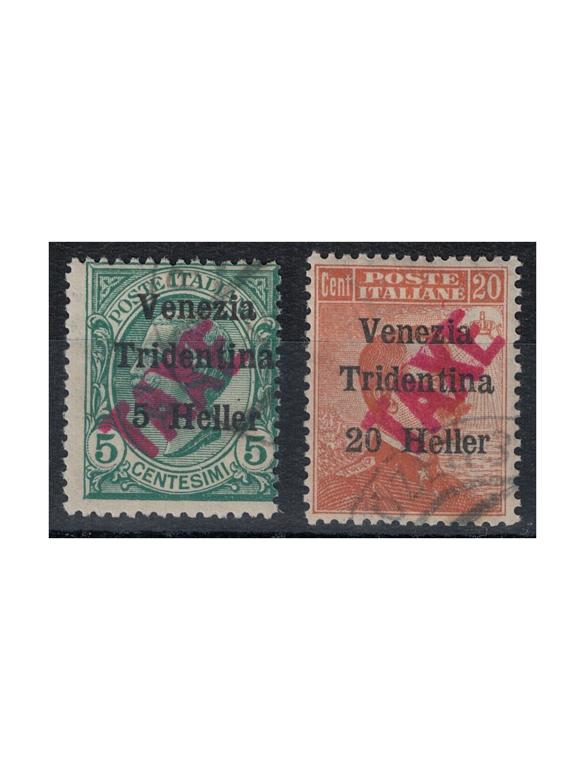 TRENTINO (BZ3) 1918-19 Venezia Tridentina (oblique TAXE in red) 2v us ©