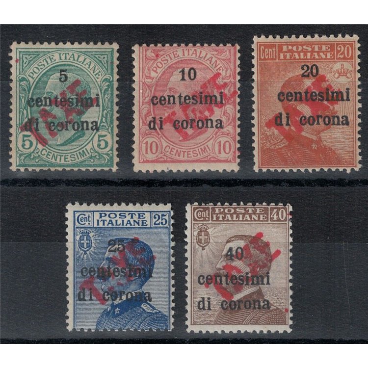 TRENTINO (BZ3) 1918-19 Trento and Trieste (TAXE oblique in red) 5v MNH** ©