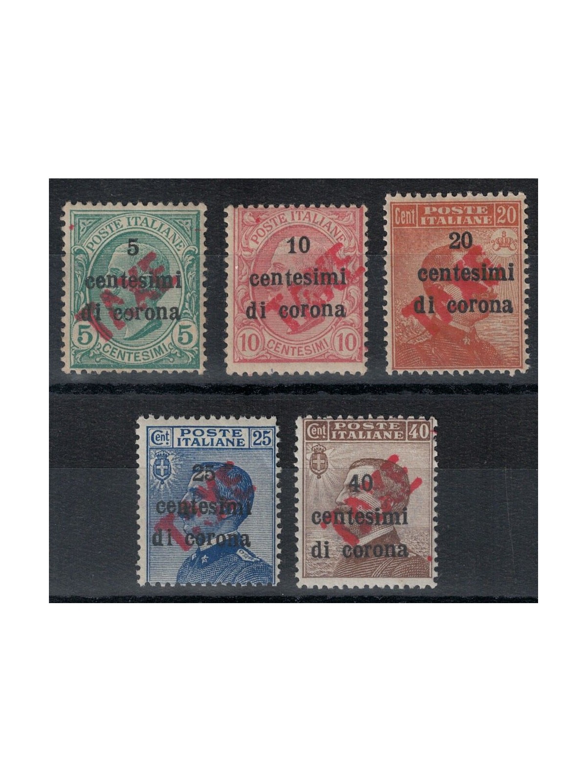 TRENTINO (BZ3) 1918-19 Trento and Trieste (TAXE oblique in red) 5v MNH** ©