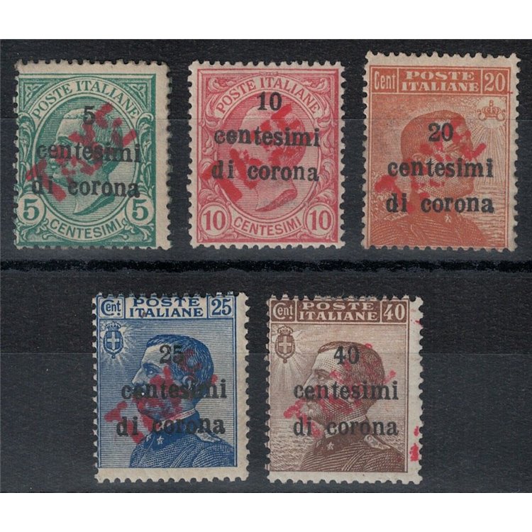 TRENTINO (BZ3) 1918-19 Trento e Trieste (TAXE obliqua in rosso) 5v MH* ©