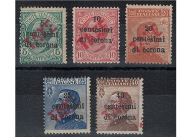 TRENTINO (BZ3) 1918-19 Trento e Trieste (TAXE obliqua in rosso) 5v MH* ©