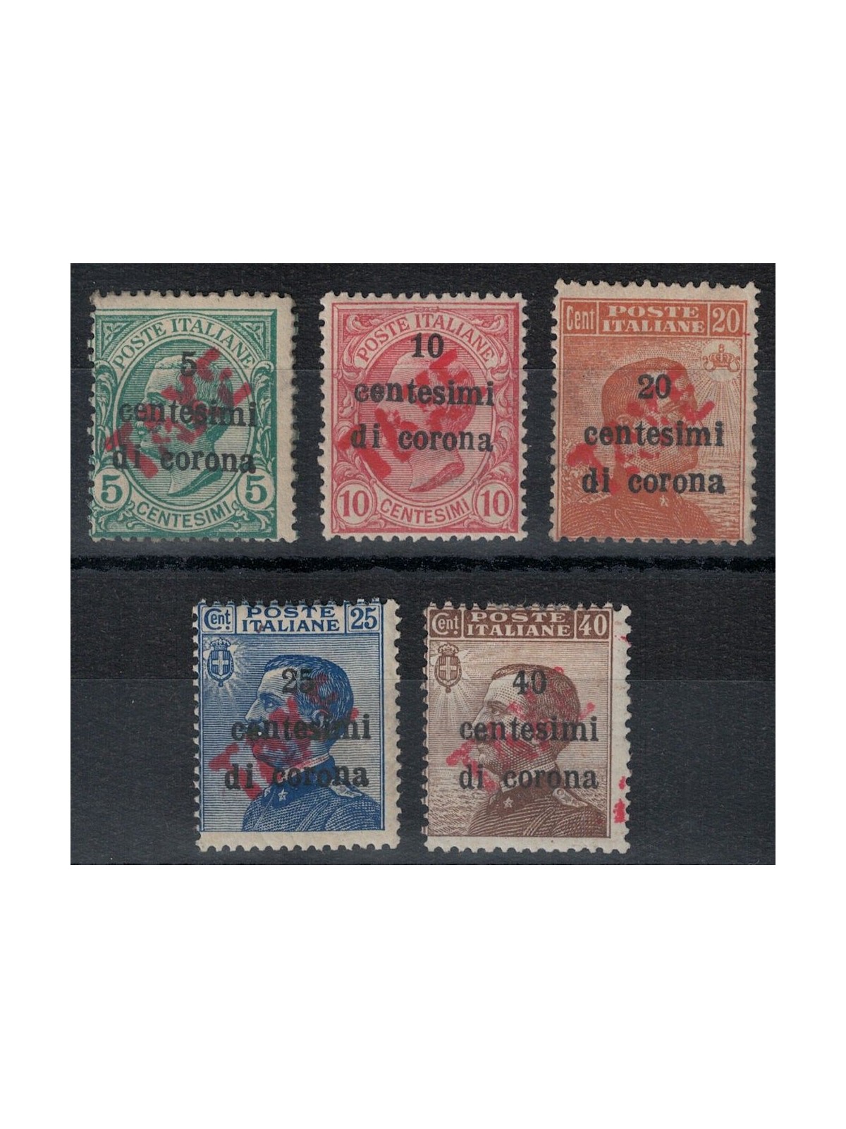 TRENTINO (BZ3) 1918-19 Trento e Trieste (TAXE obliqua in rosso) 5v MH* ©