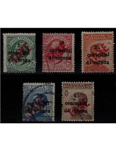 TRENTINO (BZ3) 1918-19 Trento e Trieste (TAXE obliqua in rosso) 5v us ©