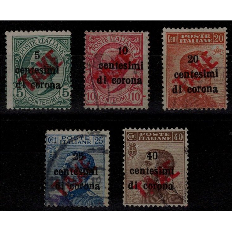 TRENTINO (BZ3) 1918-19 Trento e Trieste (TAXE obliqua in rosso) 5v us ©