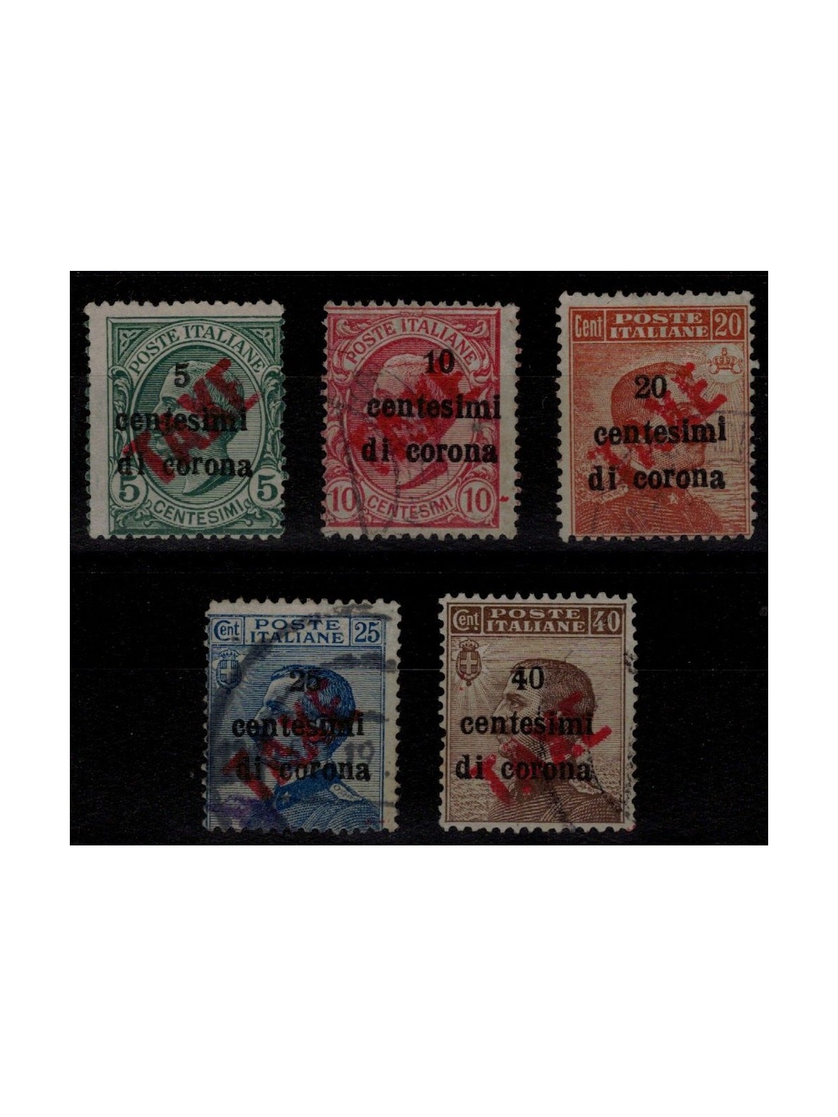 TRENTINO (BZ3) 1918-19 Trento and Trieste (oblique TAXE in red) 5v us ©