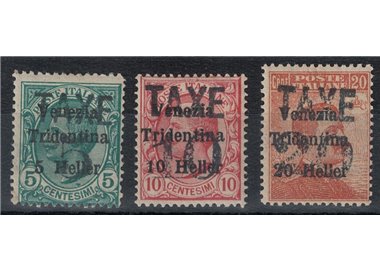 TRENTINO (BZ3) 1918-19 Venezia Tridentina (TAXE and horiz. figures) 3v MNH** ©
