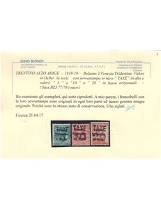 TRENTINO (BZ3) 1918-19 Venezia Tridentina (TAXE e cifre orizz.) 3v MNH** ©