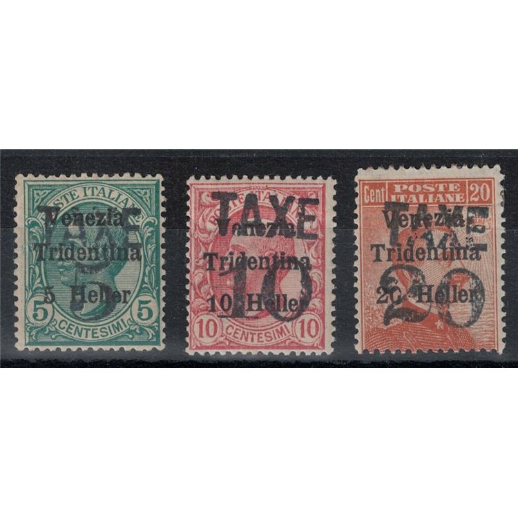 TRENTINO (BZ3) 1918-19 Venezia Tridentina (TAXE and horizontal figures) 3v MH* ©