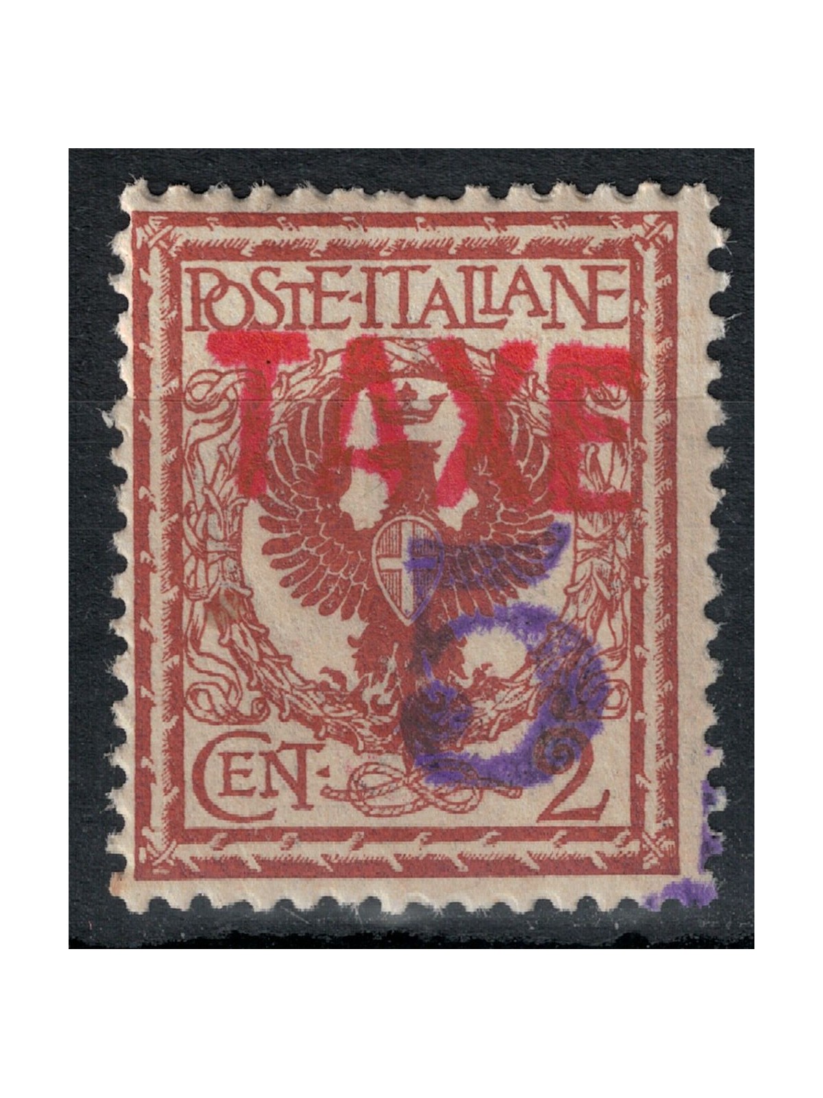 TRENTINO (BZ3) 1918-19 Floreale 2c (TAXE in rosso e cifra viol.) MNH** ©
