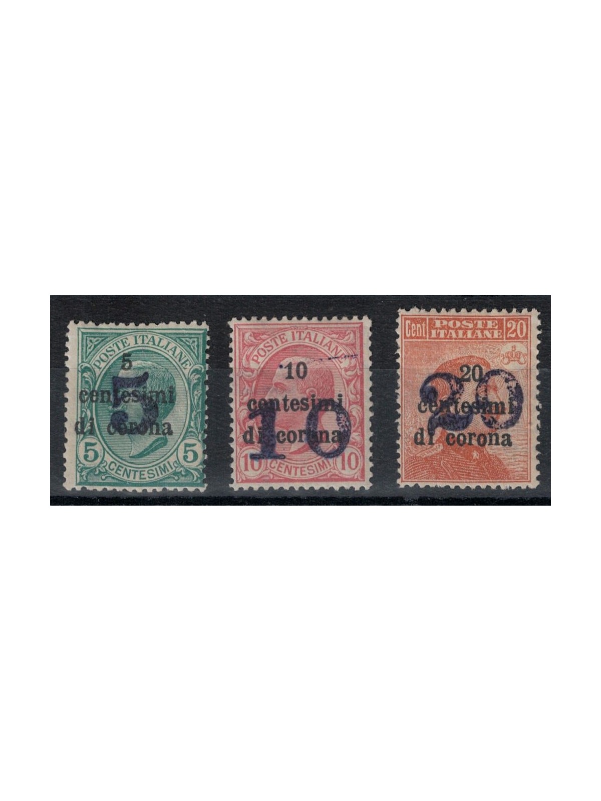 TRENTINO (BZ3) 1918-19 Trento e Trieste (soprast. cifra) 3v MH*