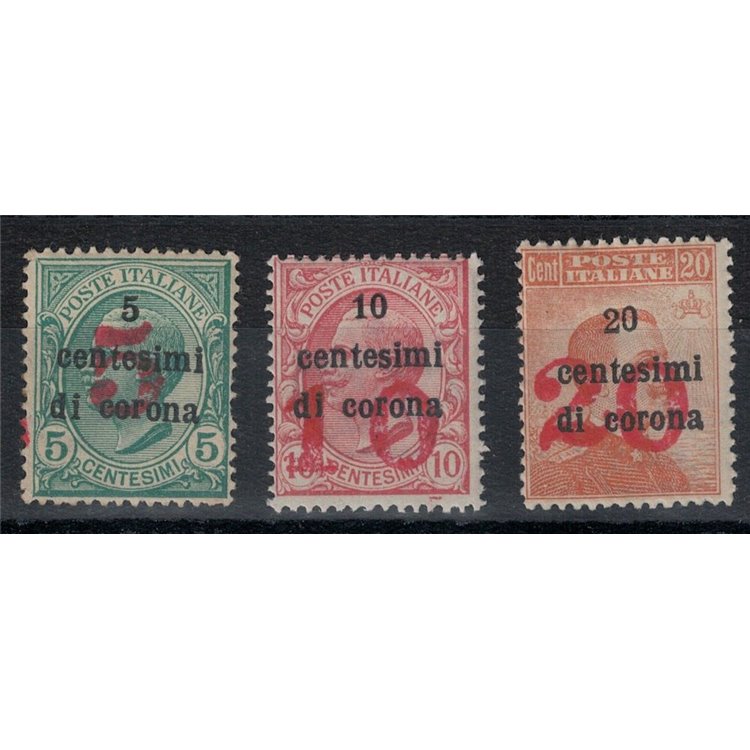 TRENTINO (BZ3) 1918-19 Trento and Trieste (red overlay) 3v MNH**