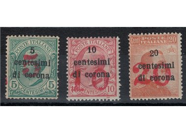 TRENTINO (BZ3) 1918-19 Trento and Trieste (red overlay) 3v MNH**