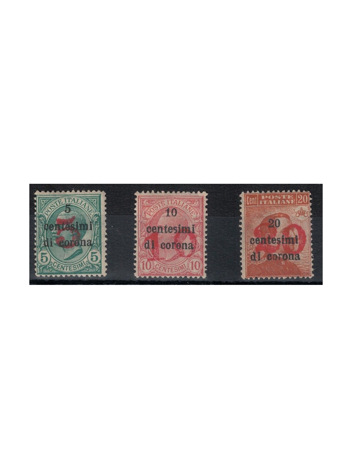 TRENTINO (BZ3) 1918-19 Trento and Trieste (red figure overlay) 3v MH*