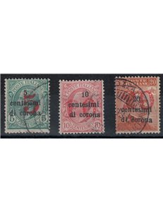 TRENTINO (BZ3) 1918-19 Trento and Trieste (red figure overlay) 3v us