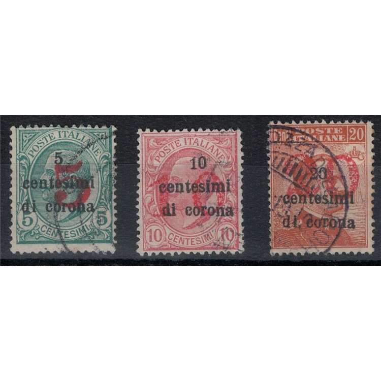 TRENTINO (BZ3) 1918-19 Trento and Trieste (red figure overlay) 3v us