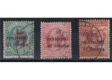 TRENTINO (BZ3) 1918-19 Trento e Trieste (soprast. cifra in rosso) 3v us