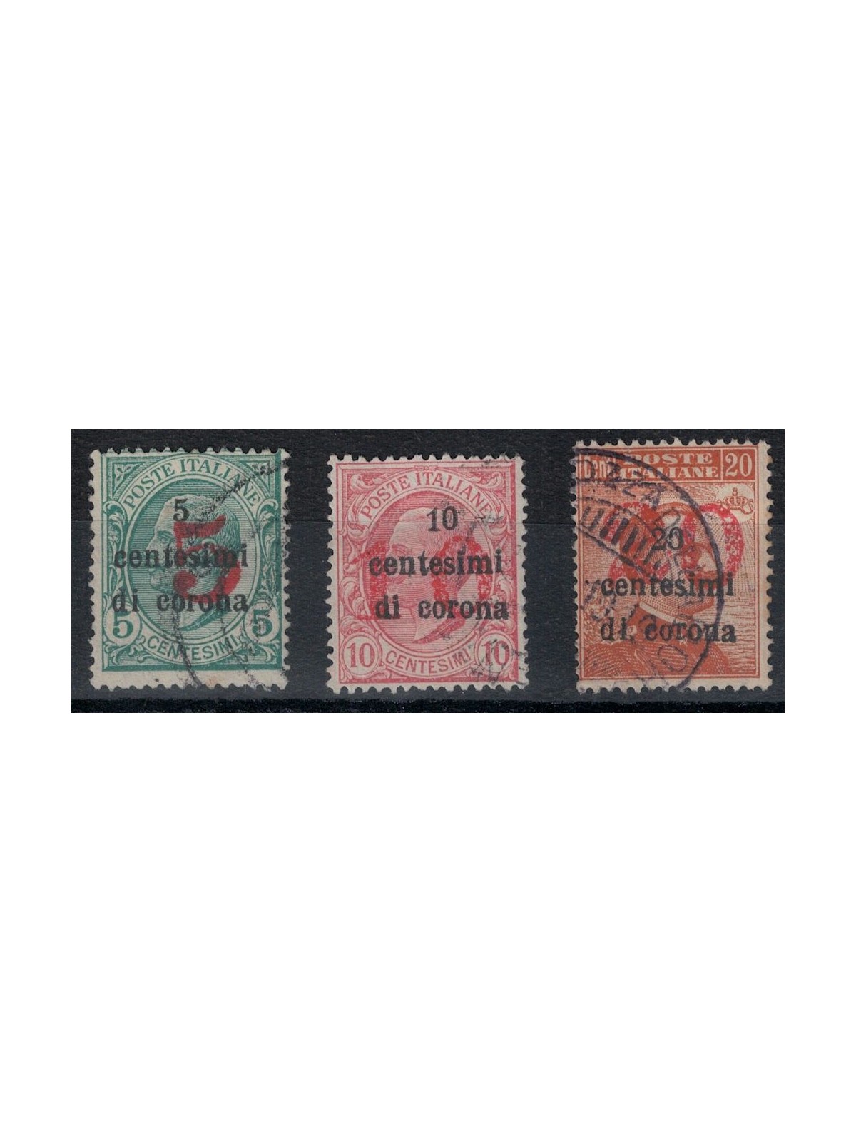 TRENTINO (BZ3) 1918-19 Trento and Trieste (red figure overlay) 3v us