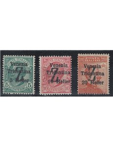 TRENTINO (BZ3) 1918-19 Venezia Tridentina (above Z) 3v MNH** ©