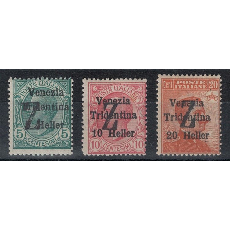 TRENTINO (BZ3) 1918-19 Venezia Tridentina (Z overlay) 3v MH* ©
