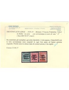 TRENTINO (BZ3) 1918-19 Venezia Tridentina (soprast. Z) 3v MH* ©