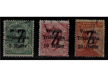TRENTINO (BZ3) 1918-19 Venezia Tridentina (overlay Z) 3v us ©