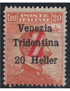 TRENTINO (BZ3) 1918-19 Venezia Tridentina (soprast. Z in rosso) MNH** ©
