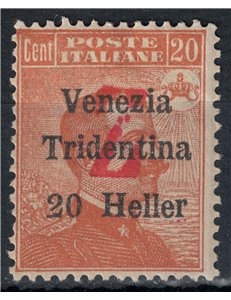TRENTINO (BZ3) 1918-19 Venezia Tridentina (soprast. Z in rosso) MH* ©
