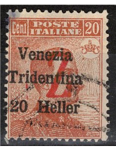 TRENTINO (BZ3) 1918-19 Venezia Tridentina (soprast. Z in rosso) us ©