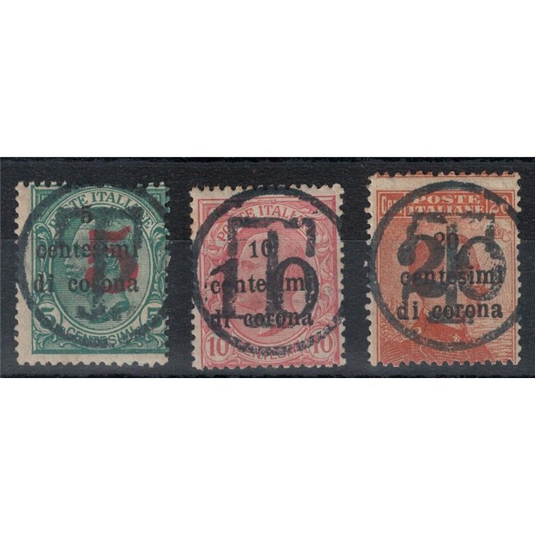 TRENTINO (BZ3) 1918-19 Trento and Trieste (overlay T + number) 3v MH* ©