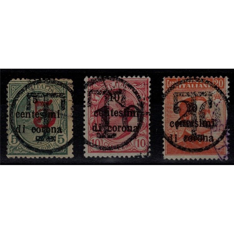 TRENTINO (BZ3) 1918-19 Trento e Trieste (soprast. T + cifra) 3v us ©
