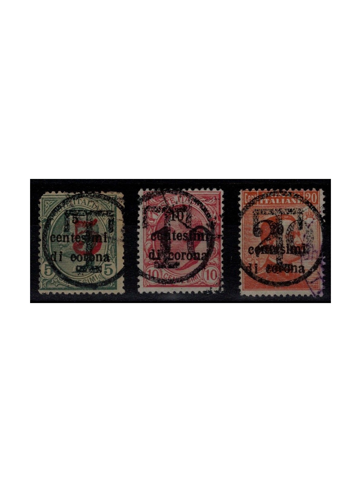TRENTINO (BZ3) 1918-19 Trento e Trieste (soprast. T + cifra) 3v us ©