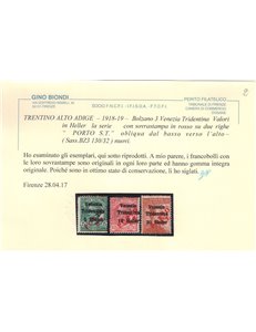 TRENTINO (BZ3) 1918-19 Venezia Tridentina (PORTO S.T.) 3v MNH** ©