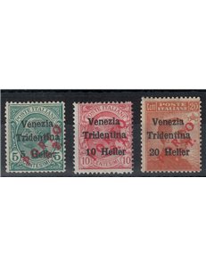 TRENTINO (BZ3) 1918-19 Venezia Tridentina (PORTO S.T.) 3v MH* ©