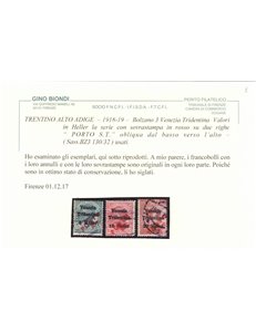 TRENTINO (BZ3) 1918-19 Venezia Tridentina (PORTO S.T.) 3v us ©