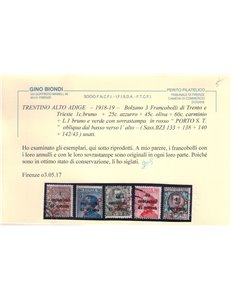 TRENTINO (BZ3) 1918-19 Trento e Trieste (PORTO S.T.) 11v us ©