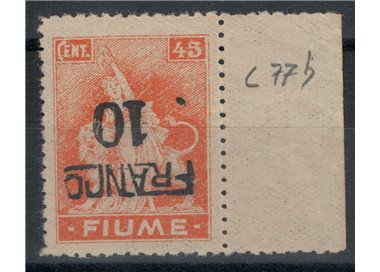 FIUME 1919 Varietà 10c su 45c Allegorie (soprast. capovolta) MNH**