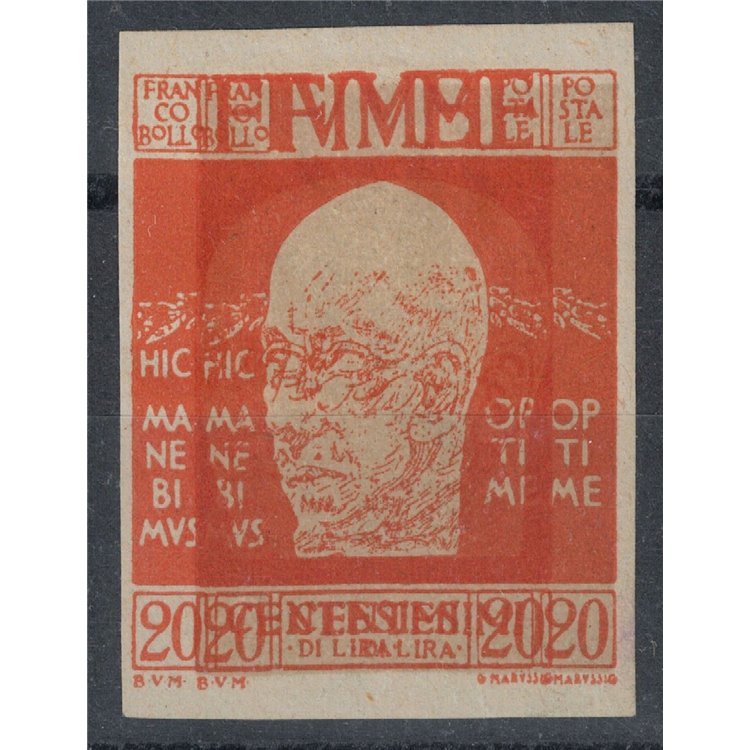 RIVER 1920 Variety 20c D'Annunzio (double print) MH*