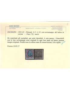 DALMAZIA 1921-22 Serie ordinaria 7v MNH** ©
