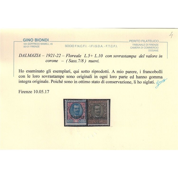 DALMAZIA 1921-22 Serie ordinaria 7v MNH** ©