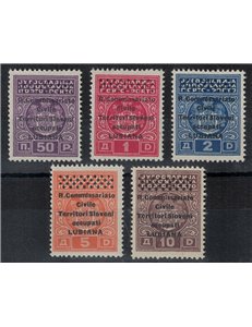 LJUBLJANA 1941 Postage Due (R. Commissariat) 5v MNH** ©