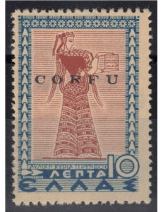 CORFU (ITALIAN WEST) 1941 10 lepta pink and blue (TIPY) MNH** ©